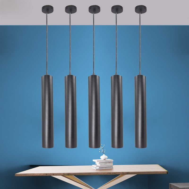 Moderne minimalistische Zylinder lange Röhre Druckguss Aluminium Acryl LED Pendelleuchte für Wohnzimmer 