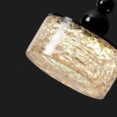 Modern Luxury Cylinder Square Sphere Textured Stainless Steel Resin LED Pendant Light For Bedroom