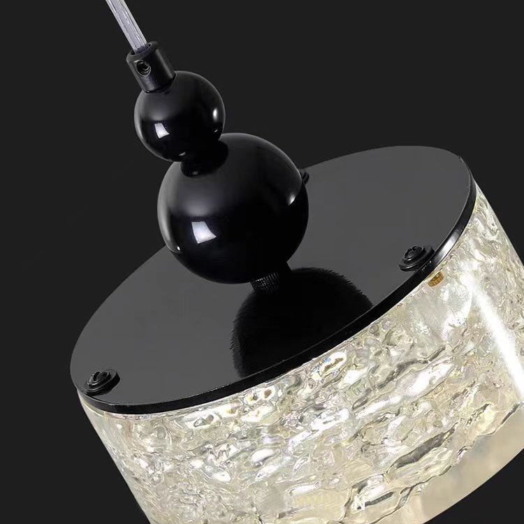 Modern Luxury Cylinder Square Sphere Textured Stainless Steel Resin LED Pendant Light For Bedroom