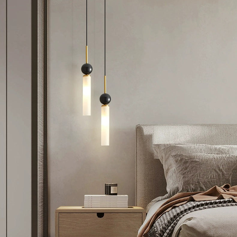 Contemporary Scandinavian Cylinder Spherical Disc Copper Marble Acrylic 1/2 Light Pendant Light For Bedroom