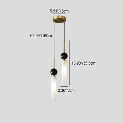 Contemporary Scandinavian Cylinder Spherical Disc Copper Marble Acrylic 1/2 Light Pendant Light For Bedroom