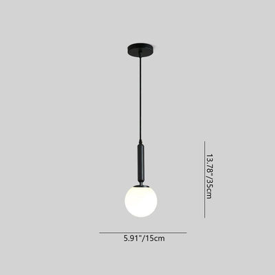 Contemporary Scandinavian Orb Cylinder Disc Base Iron Glass 1-Light Pendant Light For Bedroom