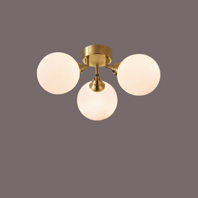 Zeitgenössische skandinavische Orb Branch Kupfer Glas 3/4 Licht Semi-Flush Mount Deckenleuchte für Wohnzimmer 