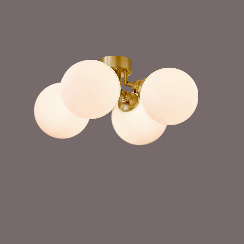 Zeitgenössische skandinavische Orb Branch Kupfer Glas 3/4 Licht Semi-Flush Mount Deckenleuchte für Wohnzimmer 