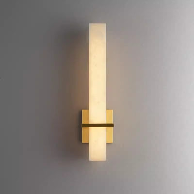 Traditional Chinese Rectangle Stone Pattern Square Base Copper Marble LED Wall Sconce Lamp For Bedroom