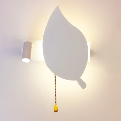 Contemporary Scandinavian Round Leaf Disc Iron Aluminum Acrylic LED Wall Sconce Lamp For Bedroom