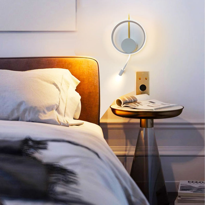 Contemporary Scandinavian Round Leaf Disc Iron Aluminum Acrylic LED Wall Sconce Lamp For Bedroom