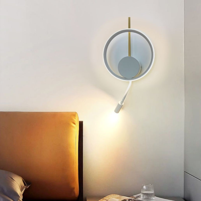 Contemporary Scandinavian Round Leaf Disc Iron Aluminum Acrylic LED Wall Sconce Lamp For Bedroom