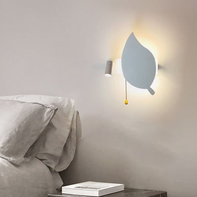 Contemporary Scandinavian Round Leaf Disc Iron Aluminum Acrylic LED Wall Sconce Lamp For Bedroom