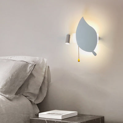 Contemporary Scandinavian Round Leaf Disc Iron Aluminum Acrylic LED Wall Sconce Lamp For Bedroom