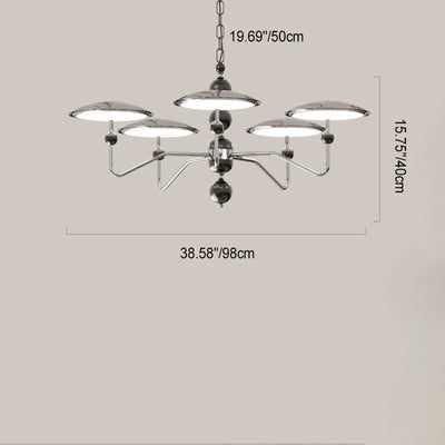 Traditional French Branch Sphere Oval Disc Aluminum Acrylic LED Chandelier For Living Room