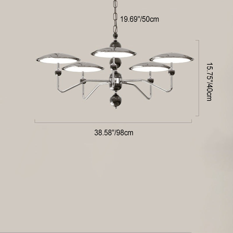 Traditional French Branch Sphere Oval Disc Aluminum Acrylic LED Chandelier For Living Room