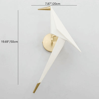 Contemporary Scandinavian Thousand Paper Cranes Birds Disc Base Platinized Metal Acrylic LED Wall Sconce Lamp For Bedroom