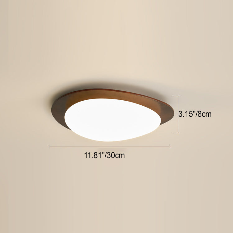 Traditionelle französische Kieselstein-Oval-Massivholz-Acryl-LED-Deckenleuchte für Wohnzimmer 