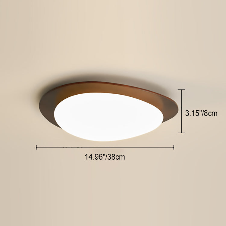 Traditionelle französische Kieselstein-Oval-Massivholz-Acryl-LED-Deckenleuchte für Wohnzimmer 