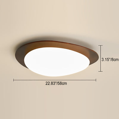 Traditionelle französische Kieselstein-Oval-Massivholz-Acryl-LED-Deckenleuchte für Wohnzimmer 