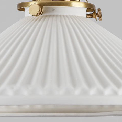 Traditional Japanese Umbrella Pleated Cylinder Hardware Ceramic 1-Light Pendant Light For Bedroom