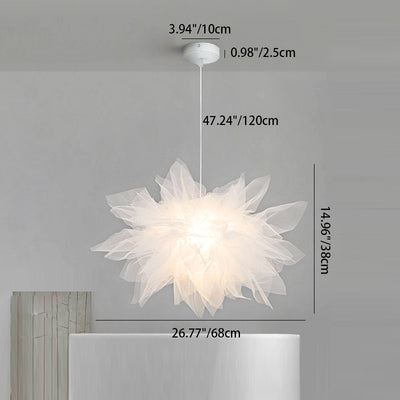 Contemporary Scandinavian Romantic Floral Illusion Iron Fabric 1-Light Pendant Light For Bedroom