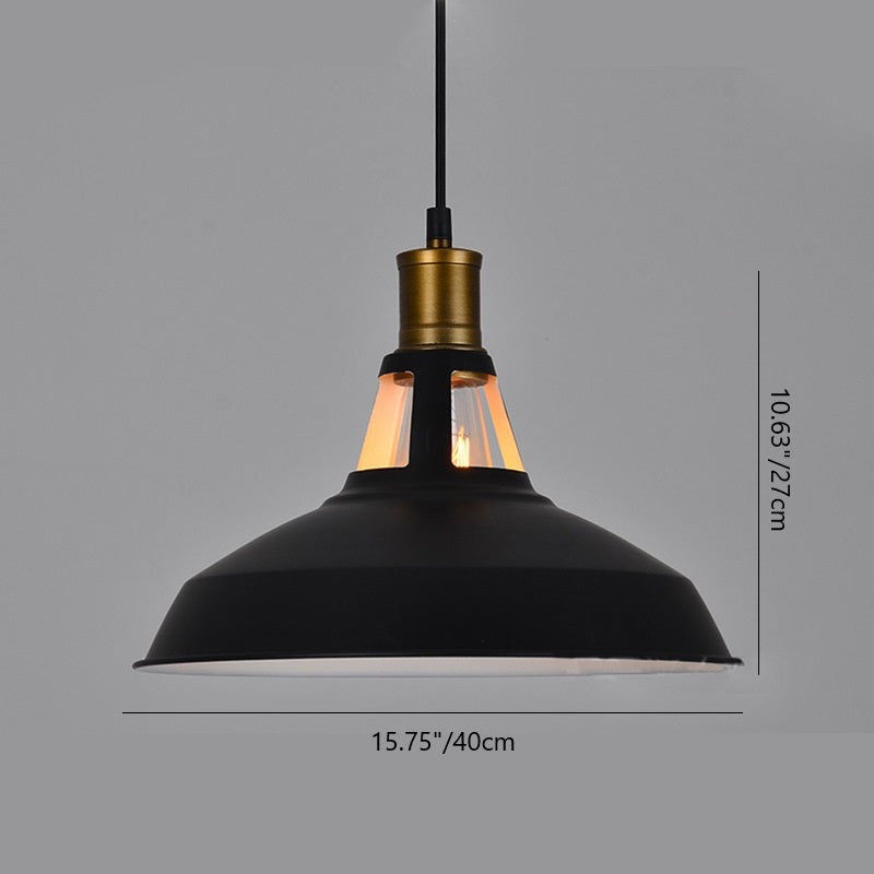 Contemporary Industrial Disc Flared Hollow Cylinder Iron 1-Light Pendant Light For Living Room