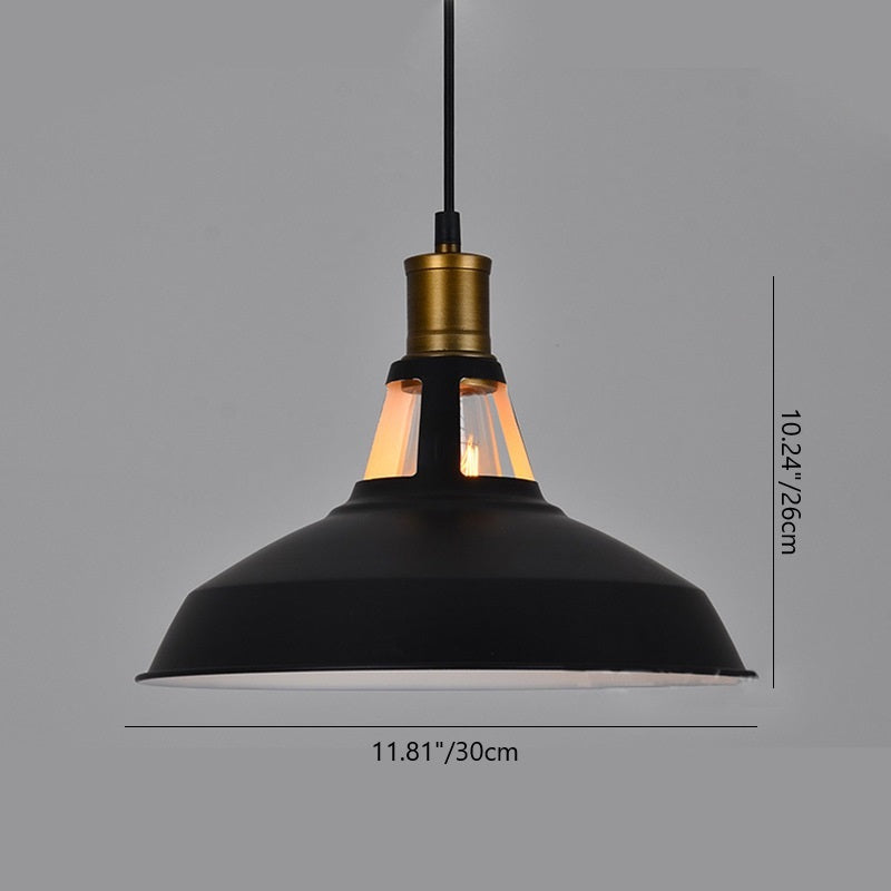 Contemporary Industrial Disc Flared Hollow Cylinder Iron 1-Light Pendant Light For Living Room