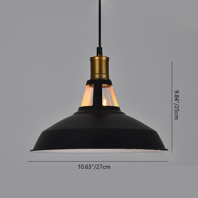 Contemporary Industrial Disc Flared Hollow Cylinder Iron 1-Light Pendant Light For Living Room