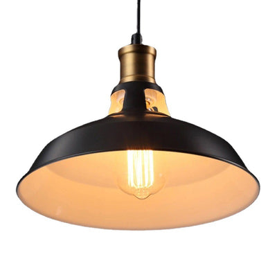 Contemporary Industrial Disc Flared Hollow Cylinder Iron 1-Light Pendant Light For Living Room