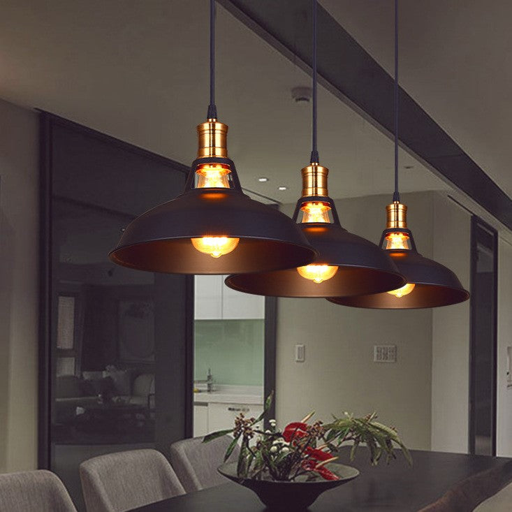 Contemporary Industrial Disc Flared Hollow Cylinder Iron 1-Light Pendant Light For Living Room