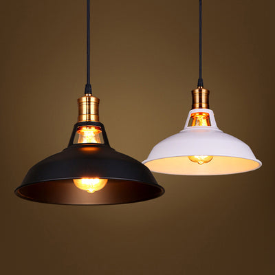 Contemporary Industrial Disc Flared Hollow Cylinder Iron 1-Light Pendant Light For Living Room