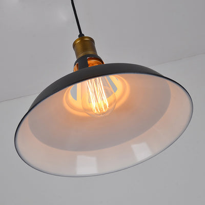 Contemporary Industrial Disc Flared Hollow Cylinder Iron 1-Light Pendant Light For Living Room