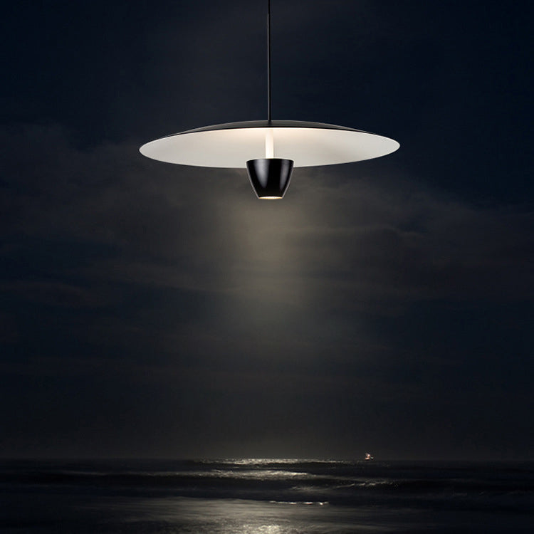 Modern Minimalist Disc Half Round Cylinder Base Iron LED Pendant Light For Living Room