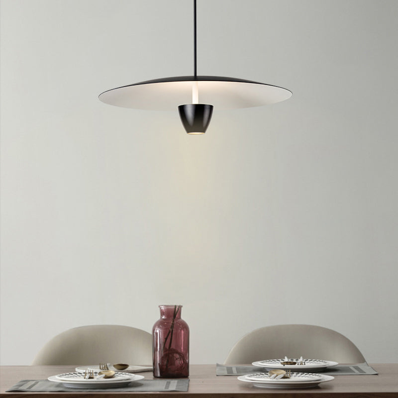 Modern Minimalist Disc Half Round Cylinder Base Iron LED Pendant Light For Living Room