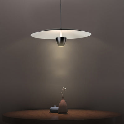 Modern Minimalist Disc Half Round Cylinder Base Iron LED Pendant Light For Living Room