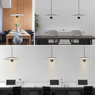 Modern Minimalist Disc Half Round Cylinder Base Iron LED Pendant Light For Living Room