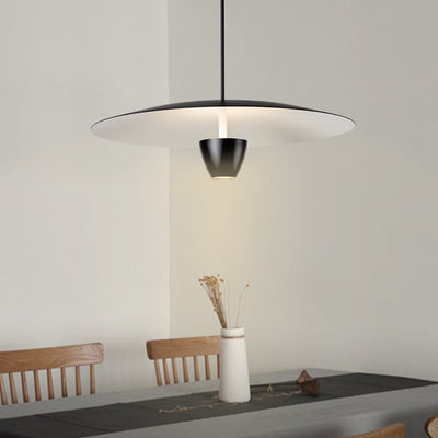 Modern Minimalist Disc Half Round Cylinder Base Iron LED Pendant Light For Living Room