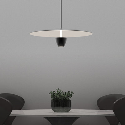 Modern Minimalist Disc Half Round Cylinder Base Iron LED Pendant Light For Living Room