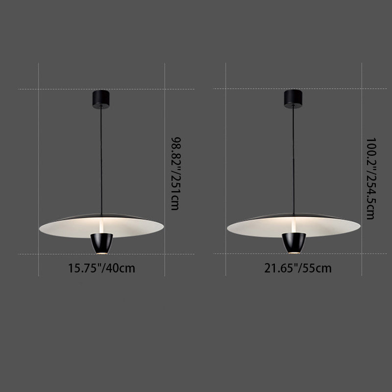 Modern Minimalist Disc Half Round Cylinder Base Iron LED Pendant Light For Living Room