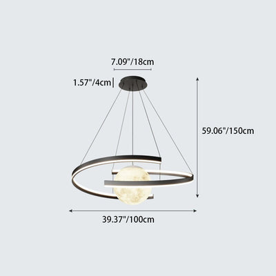 Contemporary Scandinavian Arc Semicircle Moon Aluminum Iron Silicone LED Chandelier For Living Room