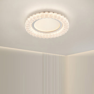 Modern Minimalist Round Flower Petal Hardware Acrylic LED Flush Mount Ceiling Light For Living Room