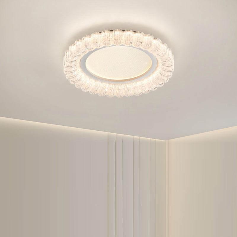 Modern Minimalist Round Flower Petal Hardware Acrylic LED Flush Mount Ceiling Light For Living Room