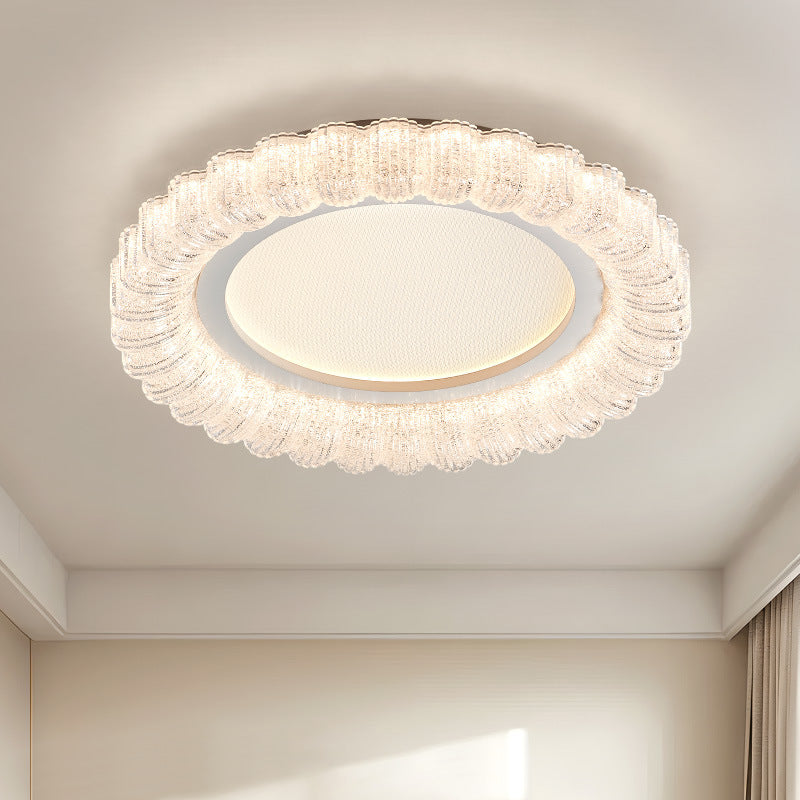 Modern Minimalist Round Flower Petal Hardware Acrylic LED Flush Mount Ceiling Light For Living Room