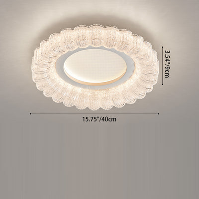 Modern Minimalist Round Flower Petal Hardware Acrylic LED Flush Mount Ceiling Light For Living Room