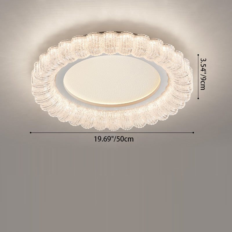 Modern Minimalist Round Flower Petal Hardware Acrylic LED Flush Mount Ceiling Light For Living Room