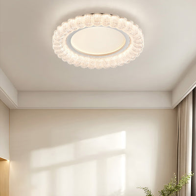 Modern Minimalist Round Flower Petal Hardware Acrylic LED Flush Mount Ceiling Light For Living Room