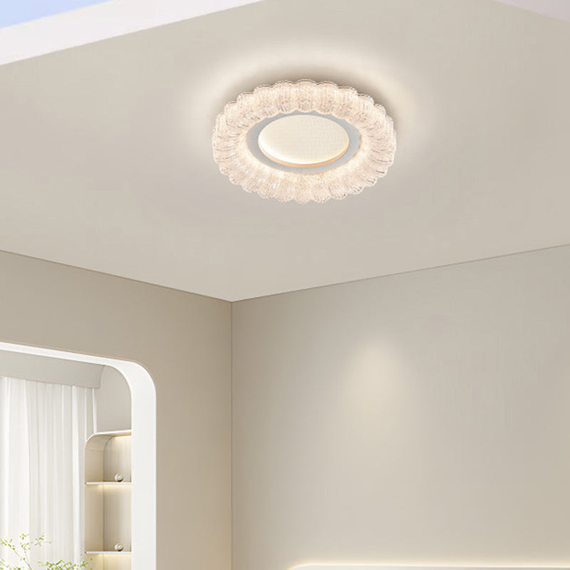 Modern Minimalist Round Flower Petal Hardware Acrylic LED Flush Mount Ceiling Light For Living Room