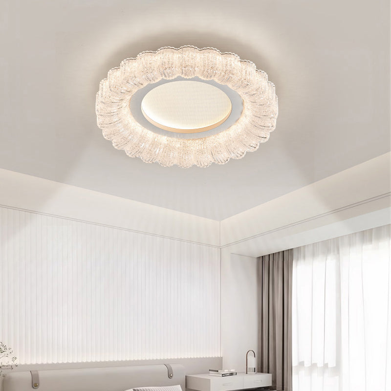 Modern Minimalist Round Flower Petal Hardware Acrylic LED Flush Mount Ceiling Light For Living Room