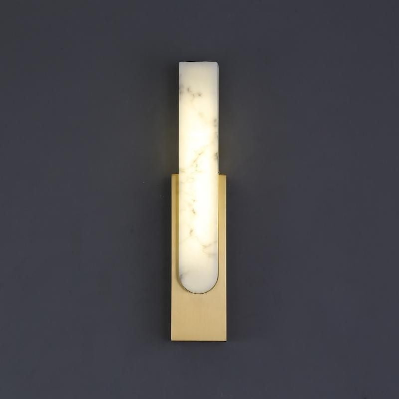 Modern Luxury Rectangle Oval Nested Iron Faux Marble LED Wall Sconce Lamp For Living Room