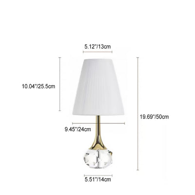 Modern Luxury Bottle Round Table Pleated Hardware Crystal Fabric 1-Light Table Lamp For Bedroom