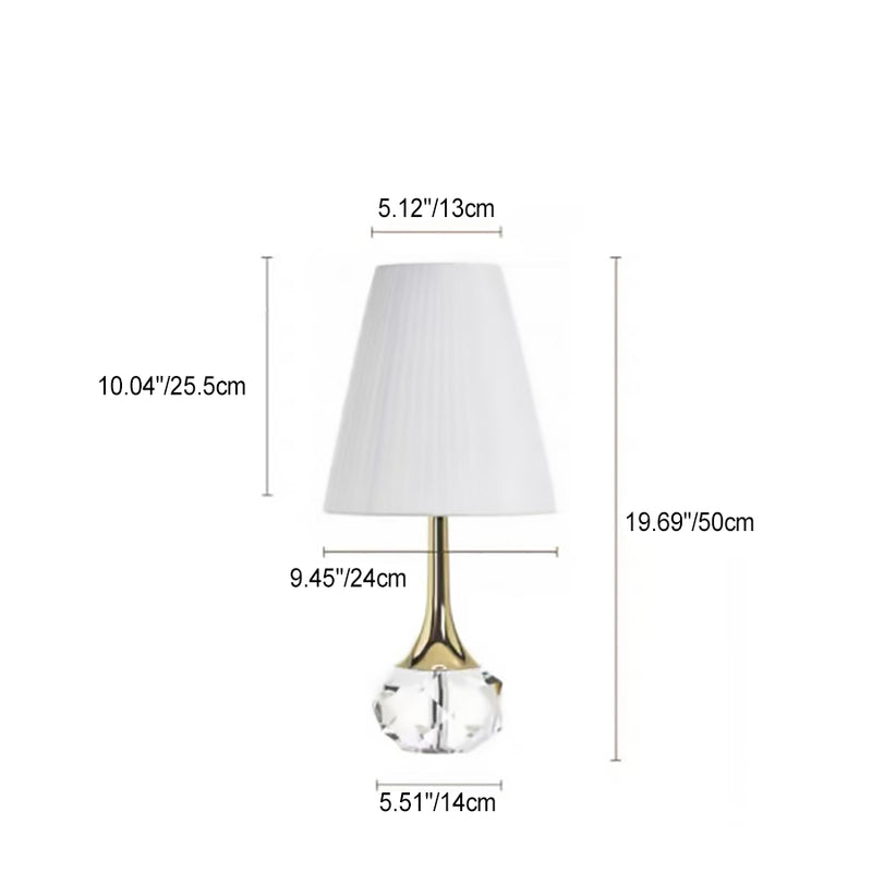 Modern Luxury Bottle Round Table Pleated Hardware Crystal Fabric 1-Light Table Lamp For Bedroom