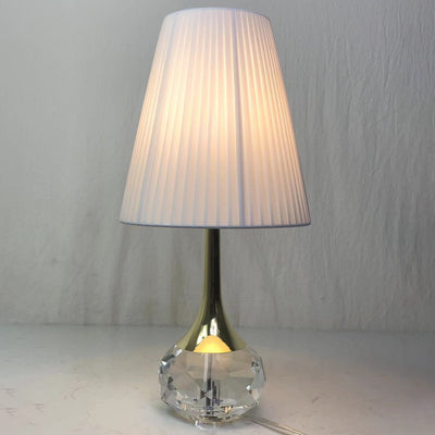 Modern Luxury Bottle Round Table Pleated Hardware Crystal Fabric 1-Light Table Lamp For Bedroom