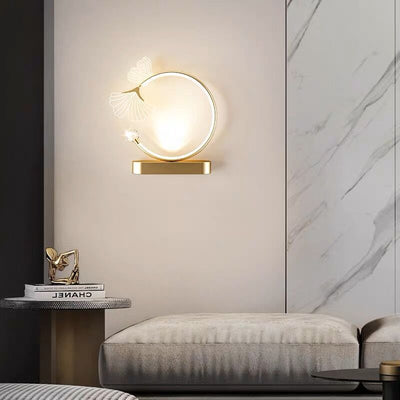 Contemporary Creative Arc Blade Oval Base Iron Aluminum Acrylic LED Wall Sconce Lamp For Bedroom